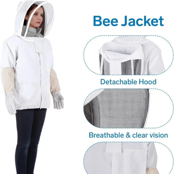 half body beekeeping jacket with veil hood – optional gloves included