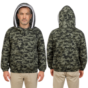 foldable beekeeping suit with hat – unisex protective jacket with double zipper & removable veil