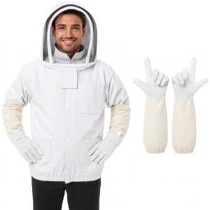 half body beekeeping jacket with veil hood – optional gloves included