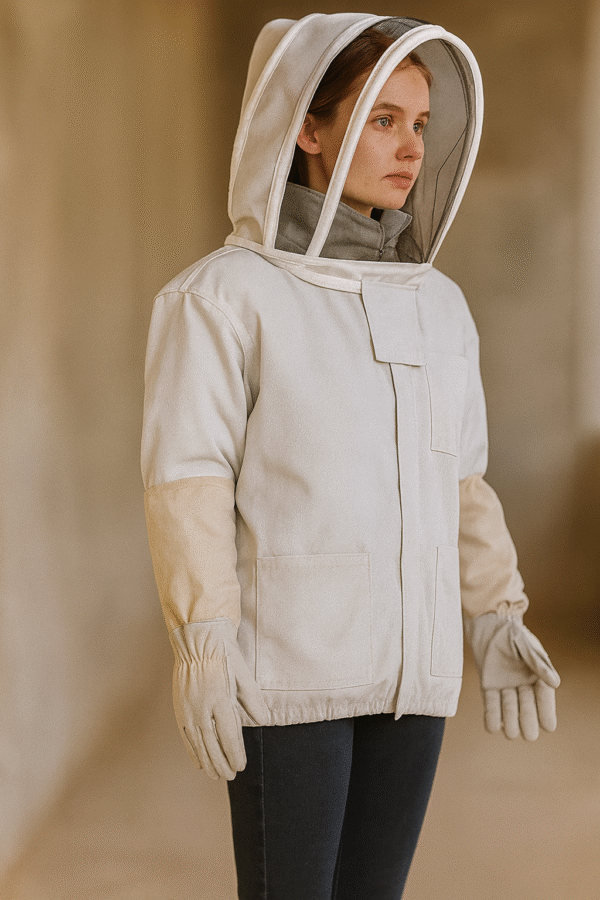 Half-Body Beekeeping Jacket with Veil Hood – Optional Gloves Included - Image 6