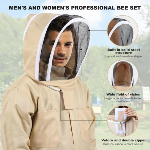Professional Beekeeping Suit with Gloves – Unisex Full Body Protective Gear for Men & Women - Image 3